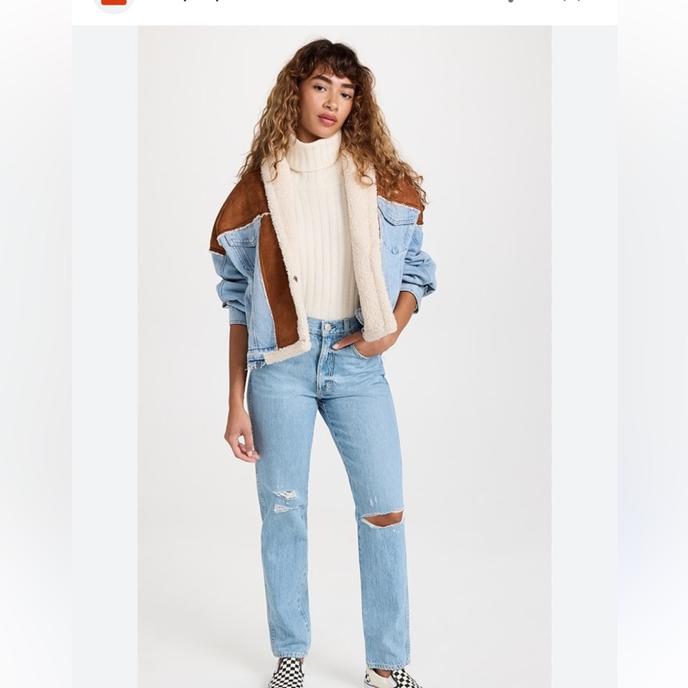 Blank NYC Light Blue Denim and Suede Shaper Jacket • Moto Style - Picture 5 of 10